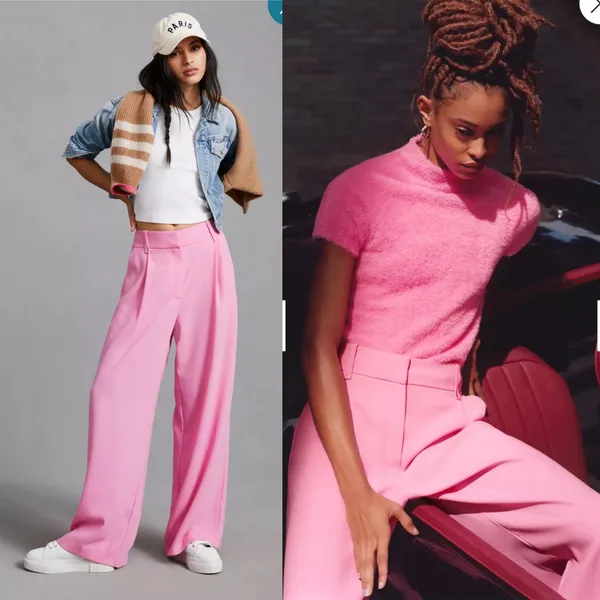 Anthropologie Exquise Garofano Wide Leg Pants Pink Size MP - Image 2