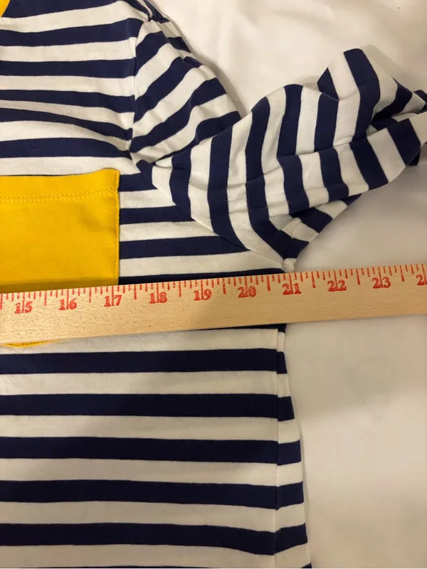 ASOS Navy White Striped Long Sleeve Top US 12 Yellow Pocket Nautical - Image 4