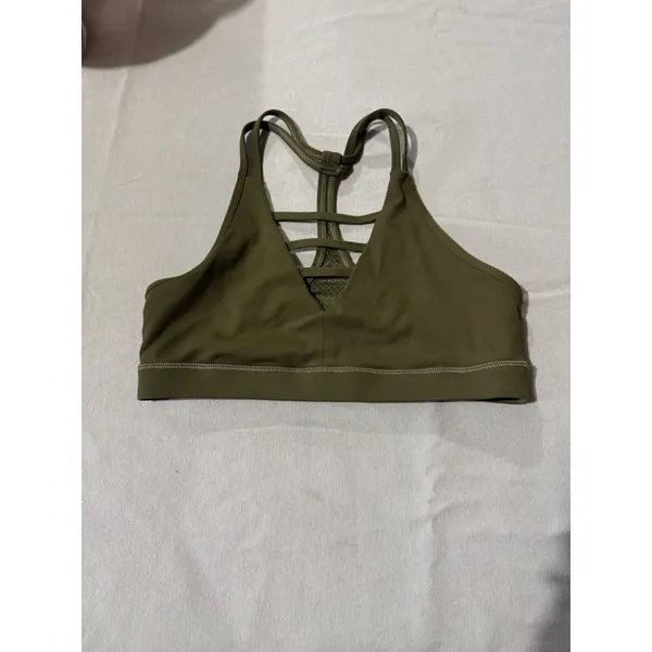 Zyia‎ Active Olive Green Strappy Sports Bra Size M Removable Pads Not Included - Image 2