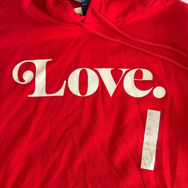Universal Threads Red Love Graphic‎ Oversized Hoodie Sweatshirt XXL Flower Detail - Image 6