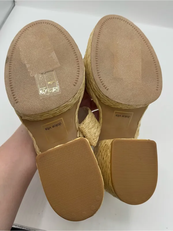Dolce Vita Latoya Woven Raffia Platform Sandals Size 9.5 Light‎ Natural Raffia - Image 2