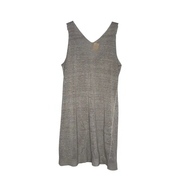Transit par-such Knit Dress Women 1 Grey Excellent Linen Blend V-Neck Italy Z353 - Image 5