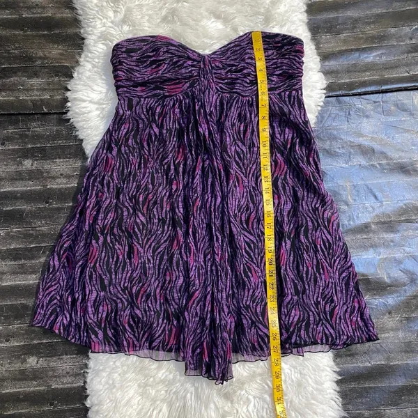 Y2k Express Purple Pink Black Zebra Strapless Mini Dress Animal Print Grunge Emo - Image 7
