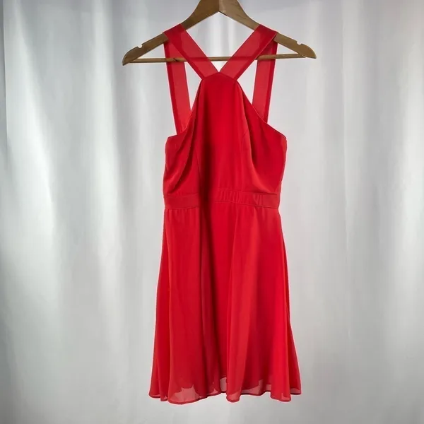 Lulus Forevermore Skater Dress in Coral Red Size‎ Small - Image 3