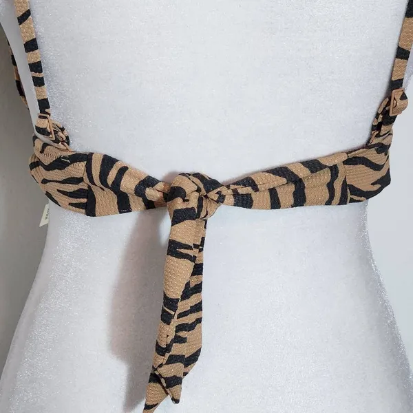 Aerie Tan and Black Tiger Print Bikini Top NWT Size Small Triangle Bikini Top - Image 5