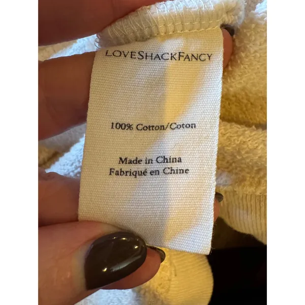 LoveShackFancy Sweatshirt Women Small Beige Corinne Ruffle Detail‎ Cropped Boho - Image 10