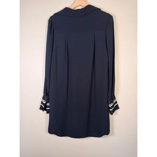 REISS Feya Midi Navy Blue Shirt Dress Long Sleeve Collared‎ Pockets Size 2 UK 6 - Image 5