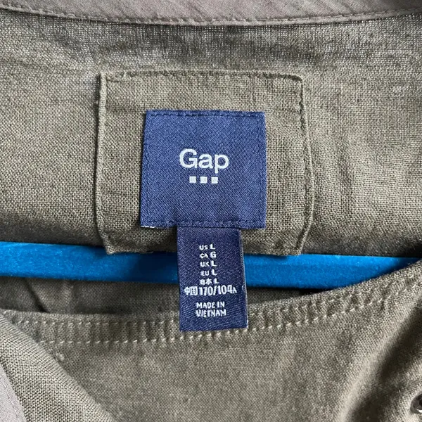 Gap Linen Blend Moto Jacket Womens Large Olive‎ Green Utility Asymmetrical Zip - Image 5