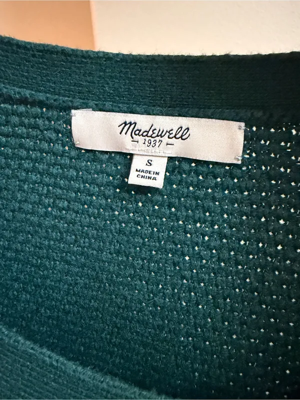 Madewell Teal Textured Knit Crossover Hem Sweater S - Image 3