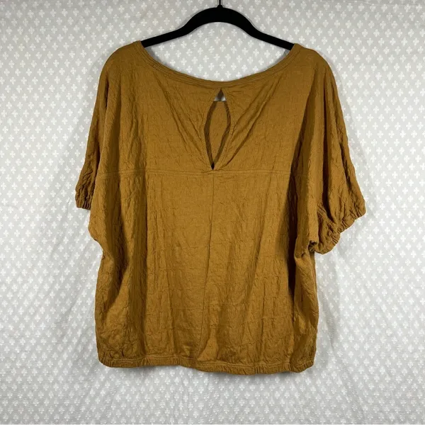 Anthropologie Daily Practice Brown Crinkle Short Sleeve‎ Top - Image 5