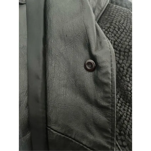 Pelle Vintage Black Leather Coat Snakeskin Detailing‎ Lined Shoulder Pads Small - Image 10