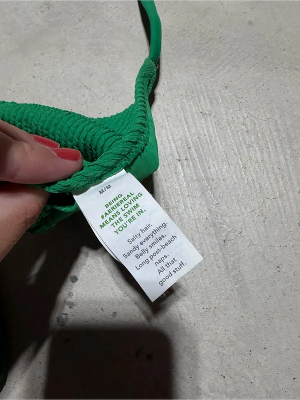 Aerie Green Textured Triangle Bikini Top medium - Image 2