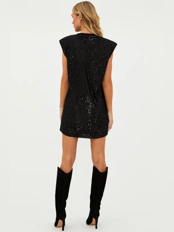 Beach Riot Mirabel Sequin Dress Black Festival Stage Coach Womens Size S - Image 4