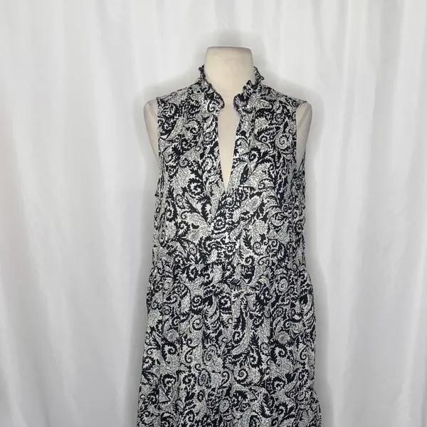 NEW!! Anthropologie MAEVE Marya Tiered Maxi Dress Black Botanical Print Small - Image 3
