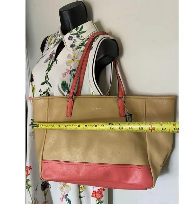 COACH Large Tan Orange Leather Tote/ Shoulder Bag - Image 7