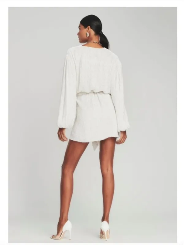 Retrofete Gabrielle Sequin Robe White Mini Dress - Image 7