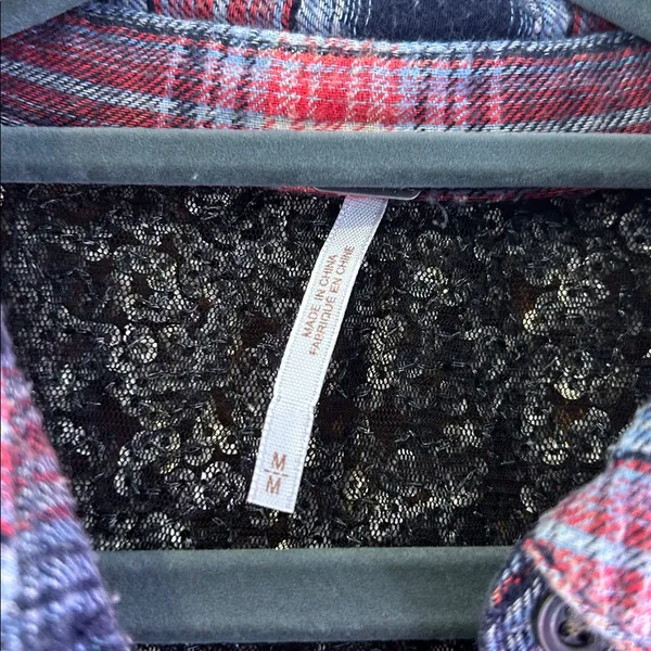 Free people little bit of sugar red plaid sequin flannel shirt - Image 7