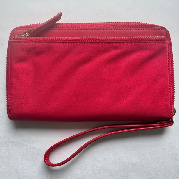 TUMI Vista Nylon Zip-Around Wristlet Strap Travel Wallet Red 4.5" X 7.5" - Image 2