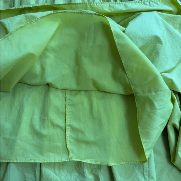 English Factory Chartreuse Square Neck Flutter Sleeve Tiered Midi Dress Sz S 🧡🍄 - Image 13
