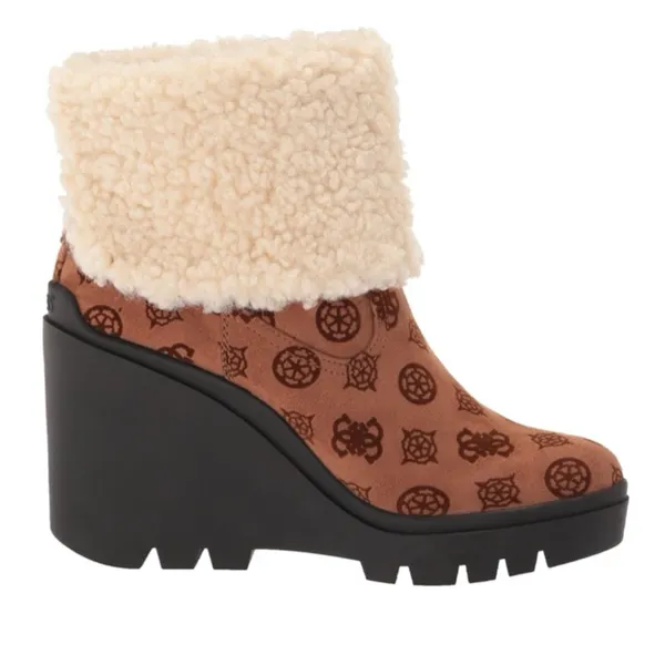 NEW GUESS Women's Tabloid Fashion Boot SZ-9.5 Brown White Faux Fur Lined - Image 6