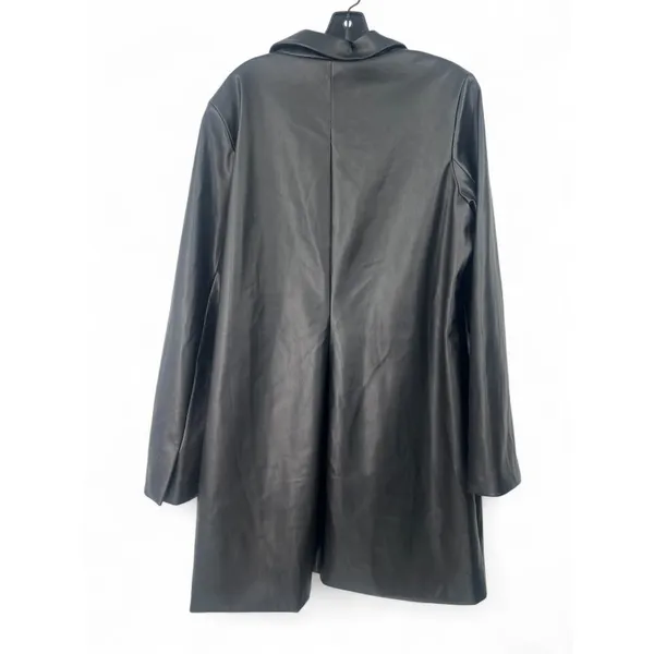 ABERCROMBIE & FITCH XL Blazer Dress Jacket Faux Leather Oversized Women's Black - Image 5