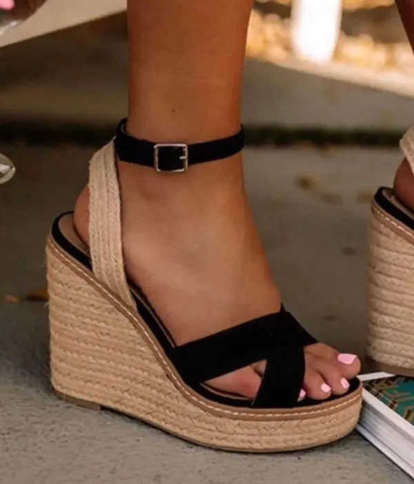 Soda Jute Wrap Around Wedge Black Strap - Image 3