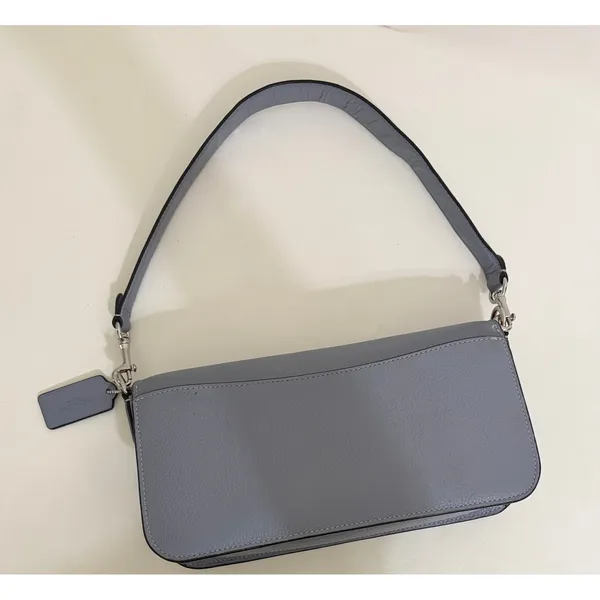 COACH Morgan CL461 Grey Mist Pebble Leather Shoulder Bag Silver Hardware - Image 6