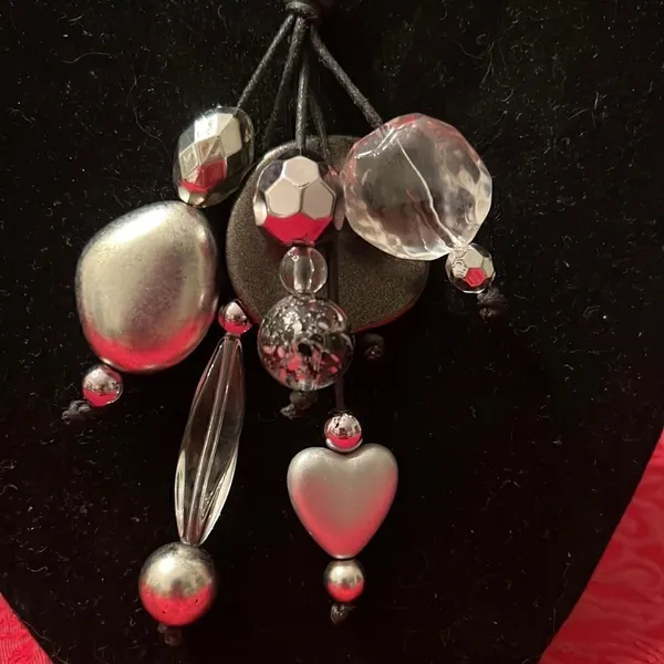 Silver & clear beads on a long multi cord necklace cute stylish versatile GUC - Image 3