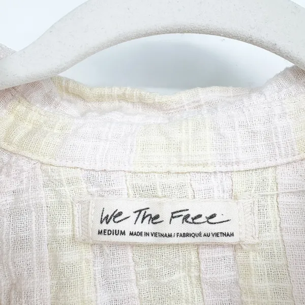 Free People We The Free Womens Away At Sea Linen Blend Boho Striped Crop Button Top Size M - Image 4