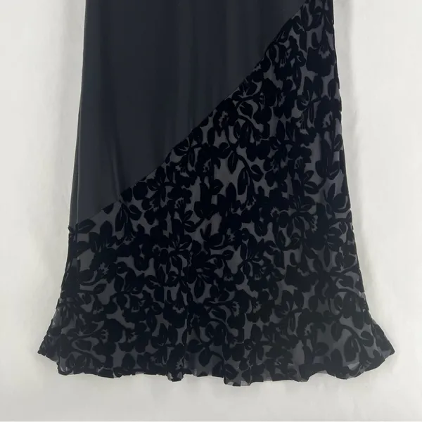 Laura Ashley Black Silk Blend Burnout Velvet‎ Hem Spaghetti Strap Maxi Dress - Image 5