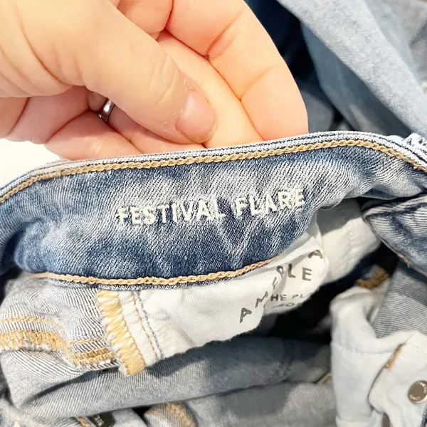 American Eagle Mid Rise Festival Flare Raw Hem Jeans Blue 0 - Image 5