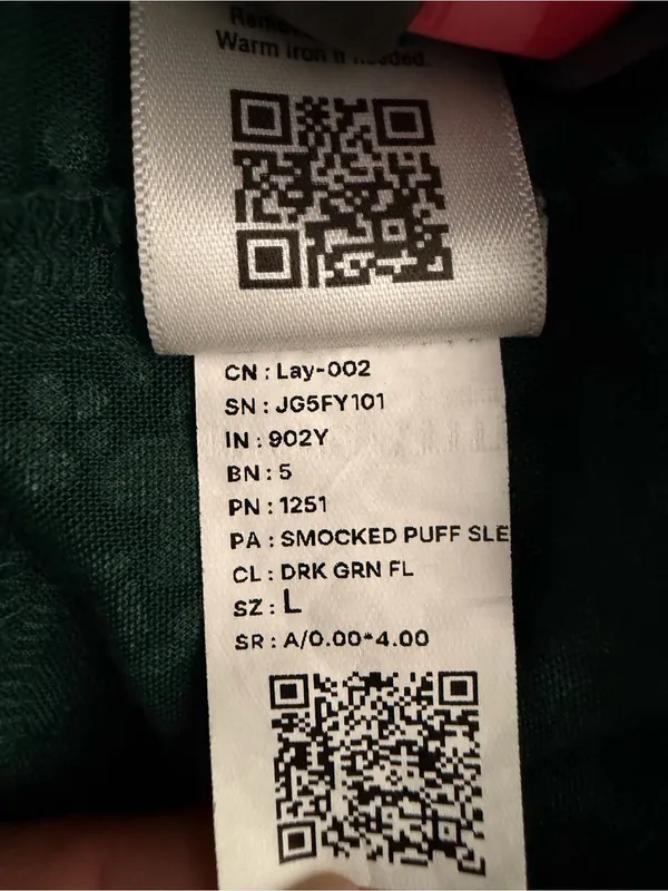 SO Dark Green Floral Smocked Puff Sleeve Dress Size L Excellent(A825) - Image 12