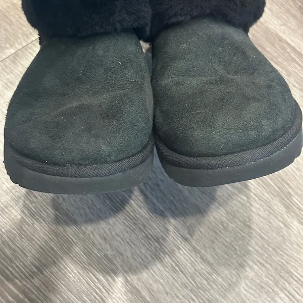 Ugg Black Classic Mini Fluff Shearling Sheepsksin Cuff Boot Sz 8 Cozycore Lounge - Image 3