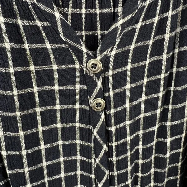 Maeve Anthropologie Dress Womens Small Navy Blue Great Plaid Smocked Tie Waist - Image 5