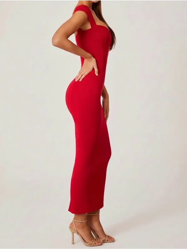 Oh Polly Dolcezza Sweetheart Neckline Maxi Dress Red Size 4 - Image 4