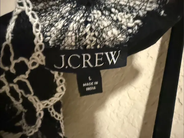 J. Crew Black Camisole with White Lace Floral Trim nwt large - Image 3