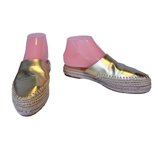 SAM EDELMAN GOLD LEATHER "AUSTIN" ESPADRILLE SLIDE MULES (7M) - Image 6
