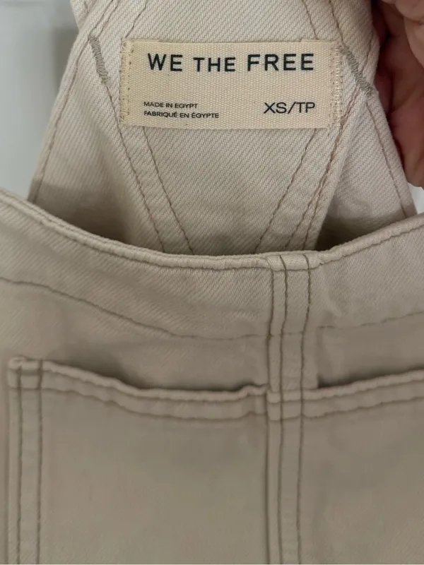 Free People We The Free Good Luck Barrel Overalls in Milk XS - Image 11