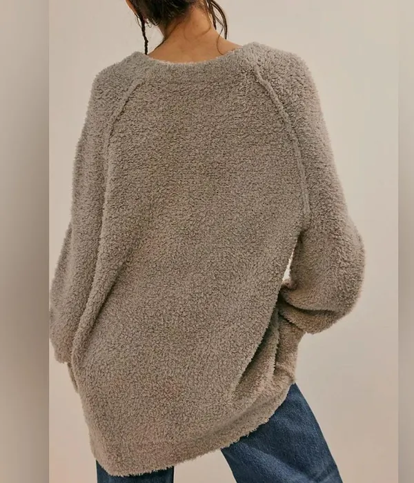 Free People Teddy Sweater Tunic in Silver Clouds sz M nwt - Image 2