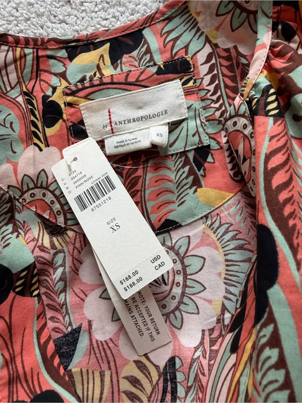 Anthropologie The Somerset Maxi Dress Pink Rose Floral XS NEW - Image 8