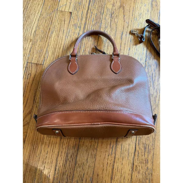Dooney & Bourke Satchel Bag Womens Brown Pebbled Leather Zip Crossbody Purse - Image 6