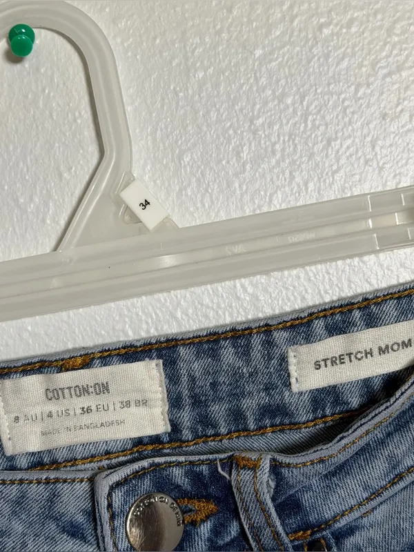 Cotton‎ On Women Denim Stretch Mom Jeans Classic High-Rise Streetwear size 4 - Image 4