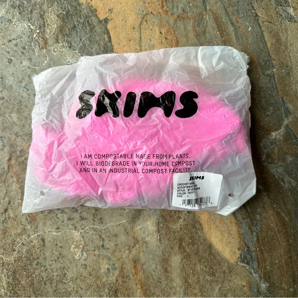 Skims Crochet Swim Scoop Bikini Top NWT Taffy Pink Women's Size Large - Image 4