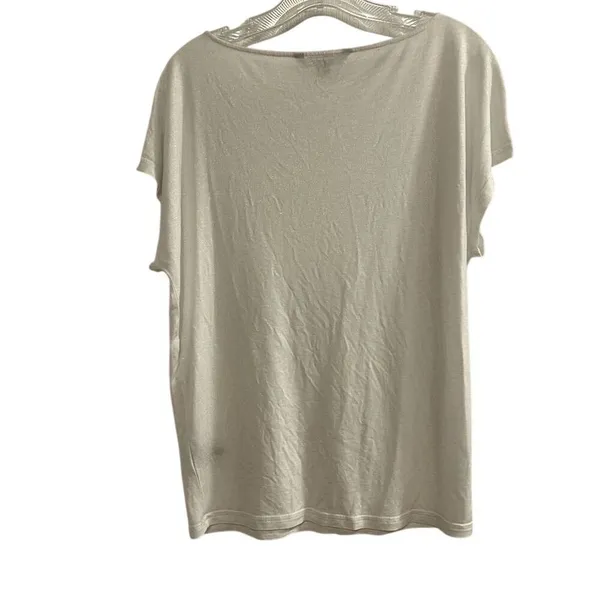 Lauren Ralph Lauren‎ Women's Shimmery White Blouse Size M Casual Spring - Image 8