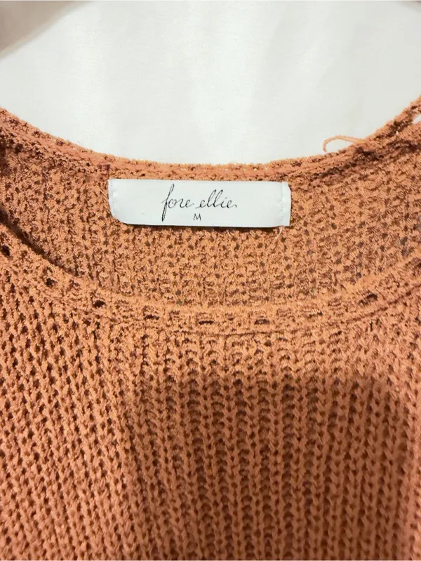Fore Ellie Sleeveless Knit Crochet Fringe bottom top-medium - Image 3