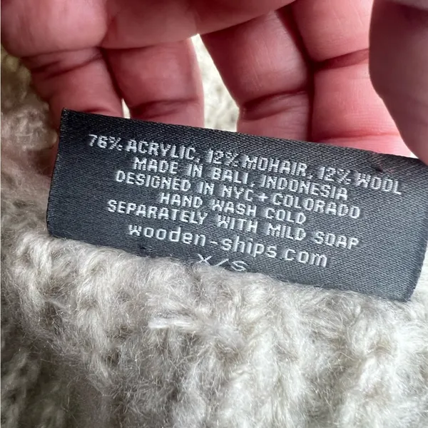 Wooden Ships cowl neck tan poncho sweater wool mohair sz XS‎ - Image 4