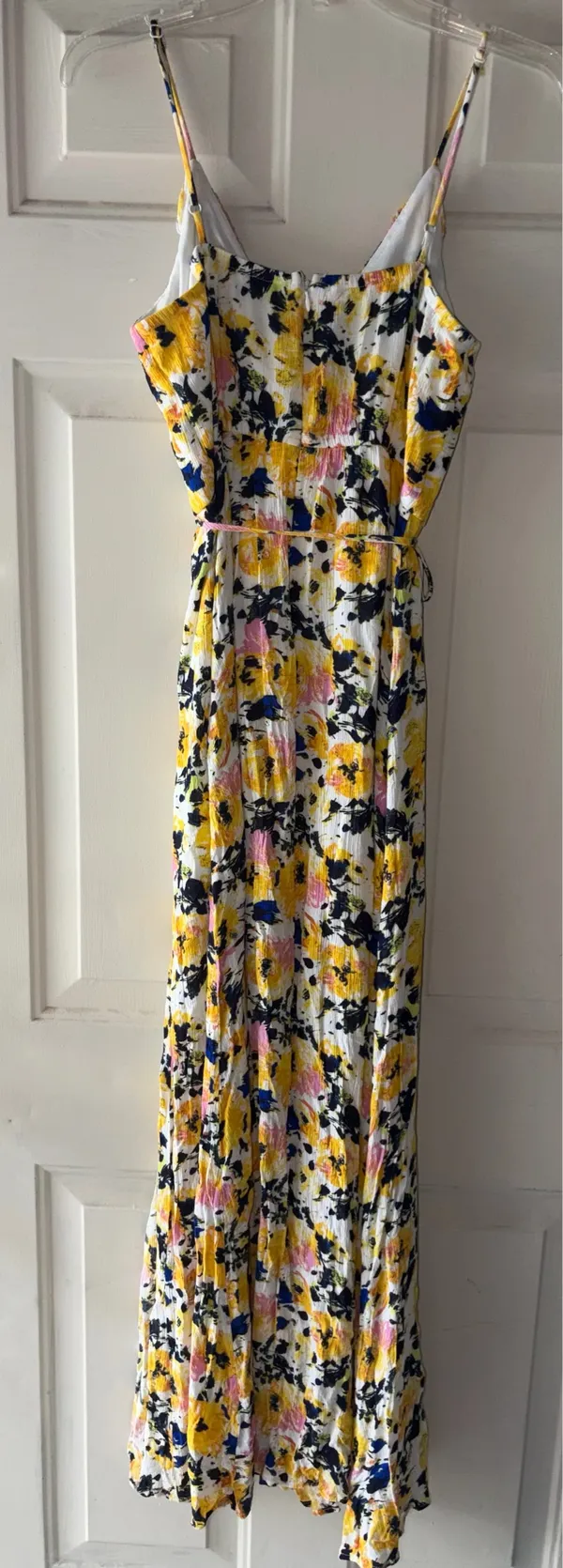 Olivia grey Yellow and Blue Ruched Maxi Sundress for Wedding Guests size M - Image 3