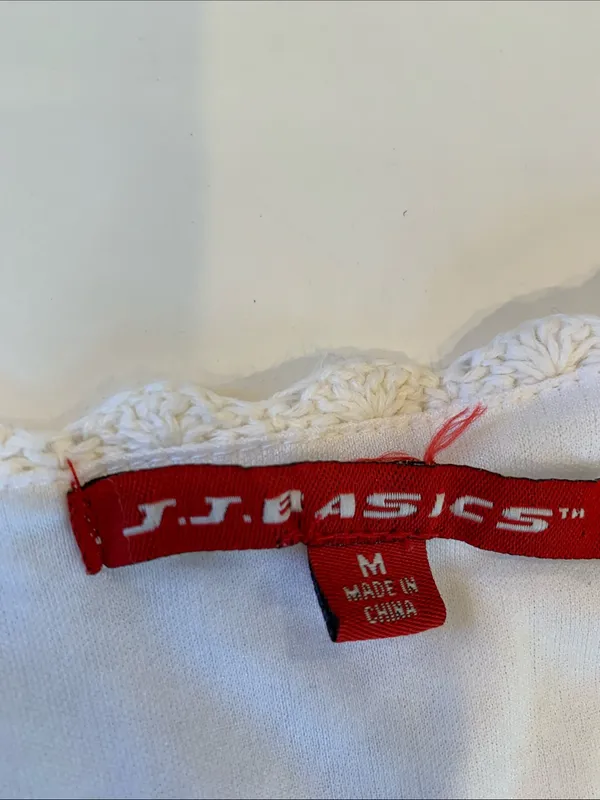 Y2K J.J. Basics Women’s Juniors Medium White Sleeveless Scoop Neck Crochet Dress - Image 6