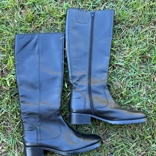 DONALD J PLINER black leather size 6 TALL FLAT RIDING boots Bixbi3-35- c - Image 12