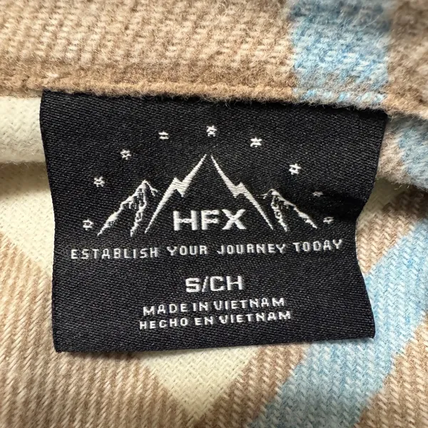 1919 | HFX Plaid Wool Blend Flannel Shacket Shirt Jacket Tan Blue Small‎ - Image 5